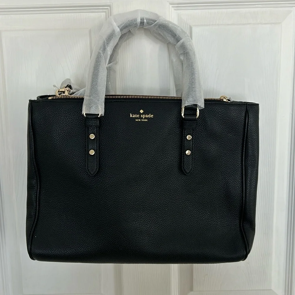 NWT Kate Spade Leighann mulberry street black leather satchel - Picture 1 of 6